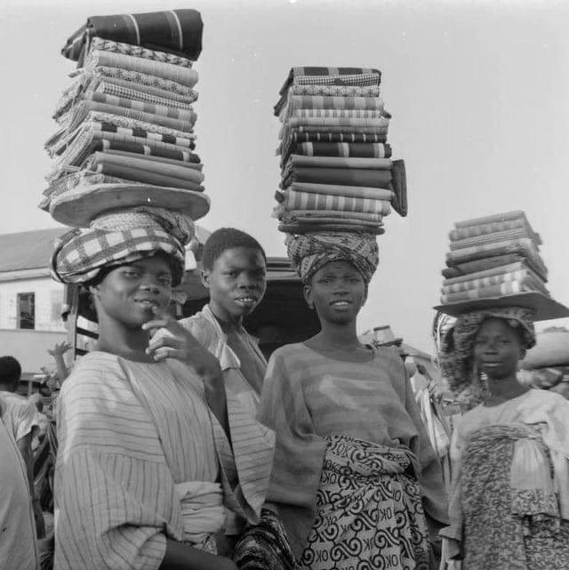 Fabric bundles carried to market